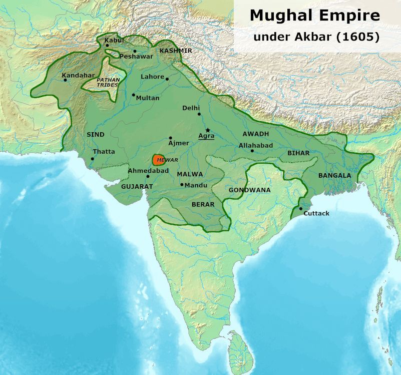 map of mewar ruled by maharana pratap in between moghul empire