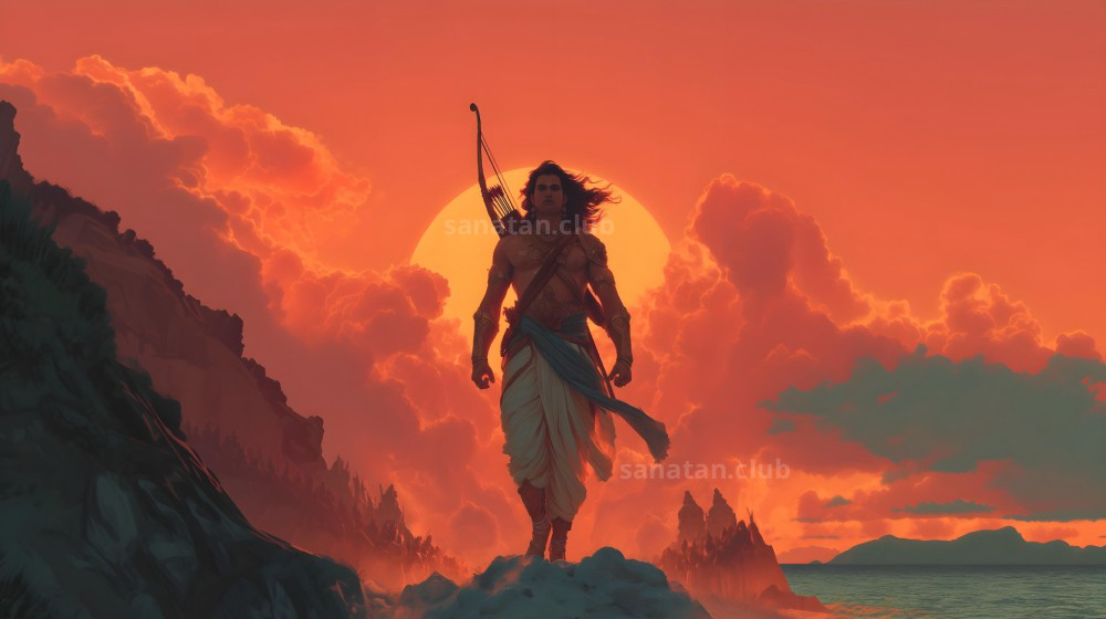 Abstract Artwork of the Arjuna standing on the Battlefield of Mahabharata