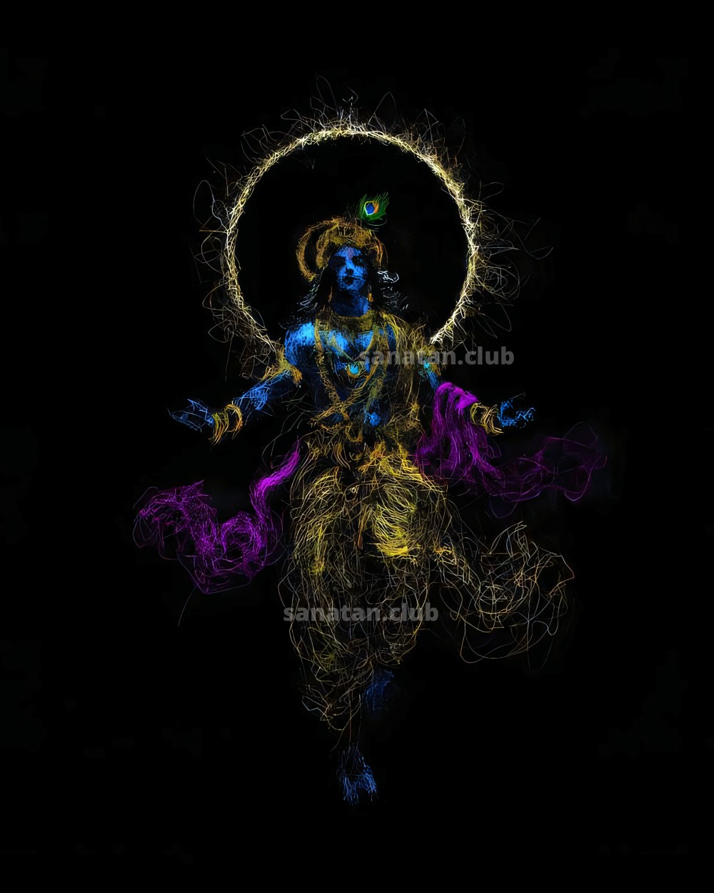 Krishna Meditating in the Cosmos