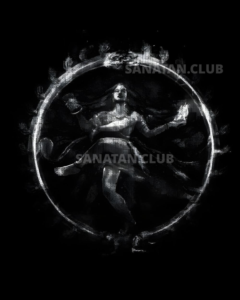 Nataraja – Dancing Shiva, Minimal Black and White Digital Art